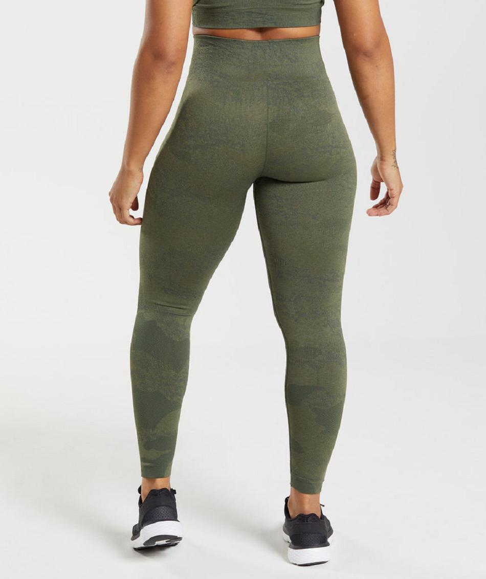 Legginsy Damskie Gymshark Adapt Camo Seamless Oliwkowe Oliwkowe | PL 2276PJJ